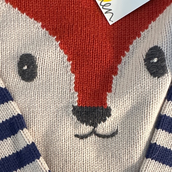 Baby Boden Fox Knit Sweater - Navy, Red, and White - Picture 4 of 6